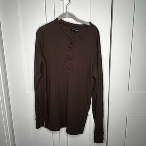 Velvet by Graham & Spencer Brown Long Sleeve Henley Shirt Men's Size Large